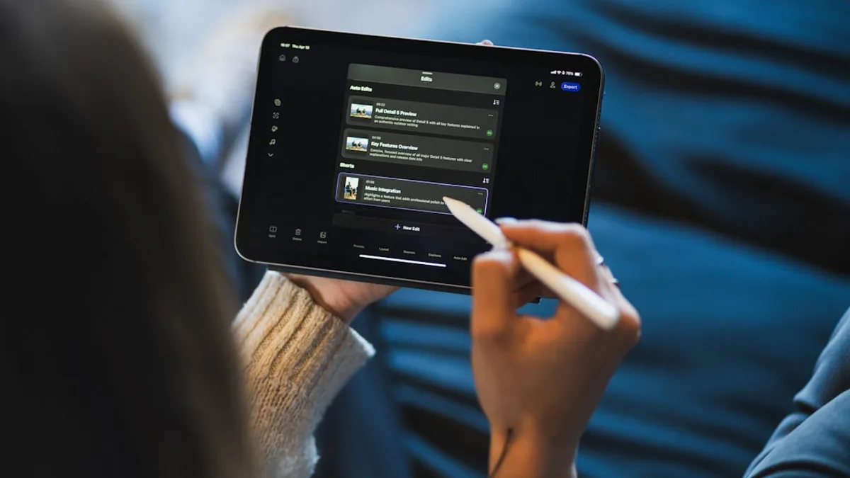 Person using a stylus on a tablet screen