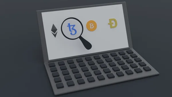 a computer keyboard with a magnifying glass on top of it