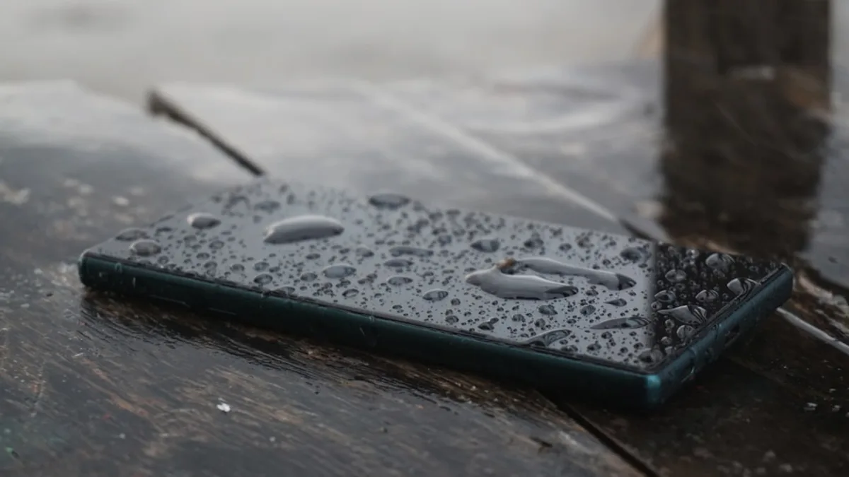 black smartphone on top of brown wooden surface