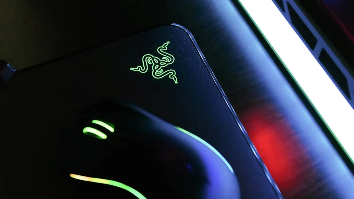 black mouse on black Razer mousepad