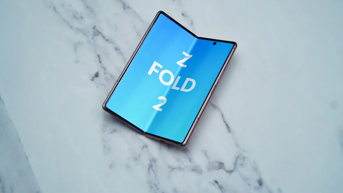 a blue sign on a white surface
