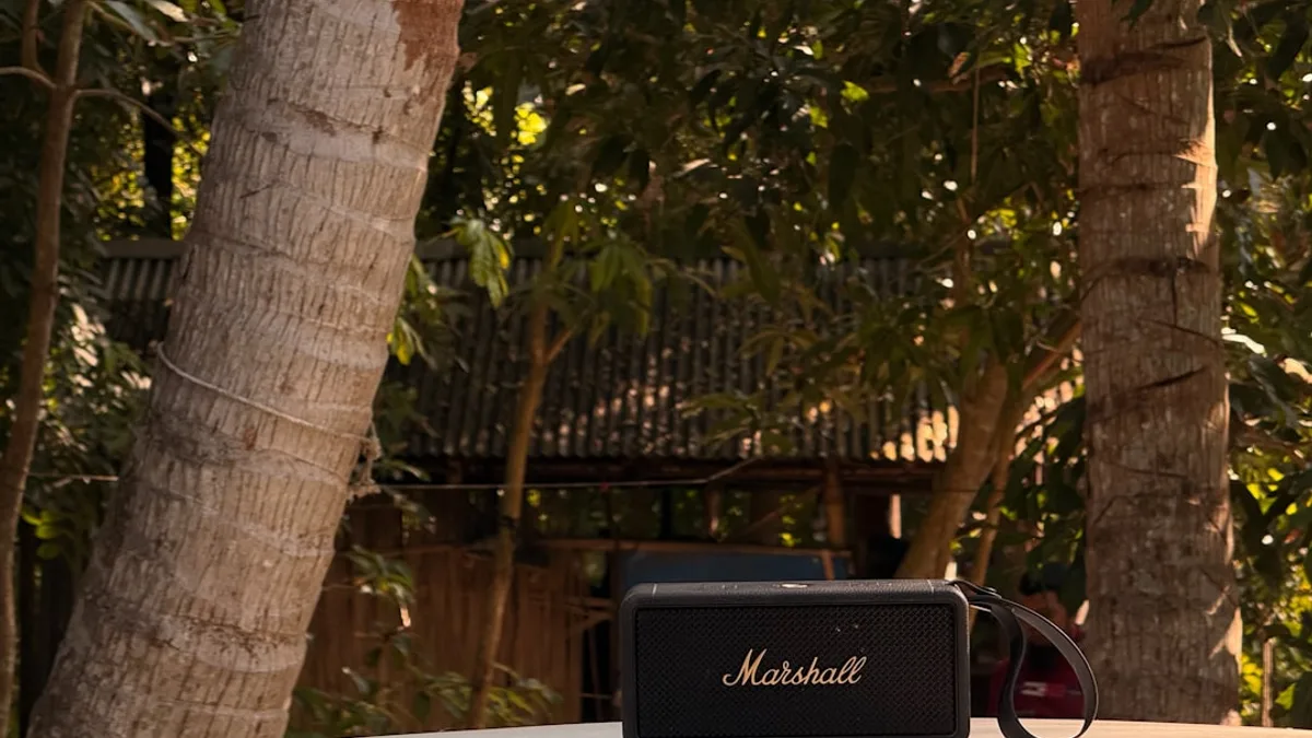 Marshall speaker and sunglasses on car roof