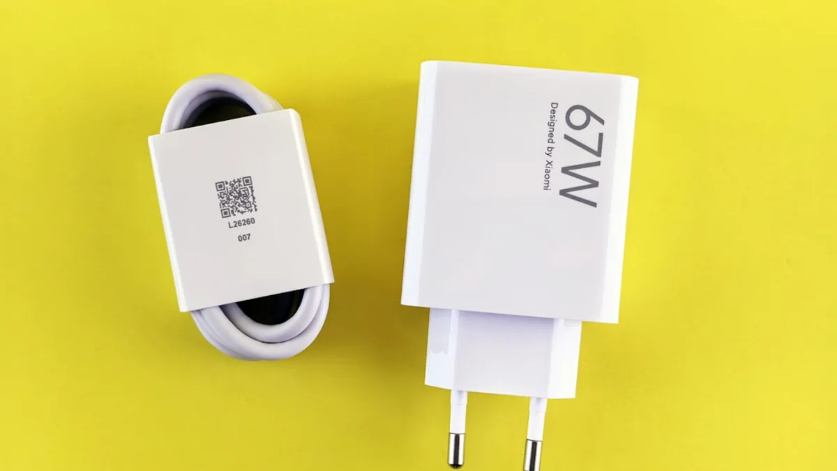 A couple of white wires sitting next to each other