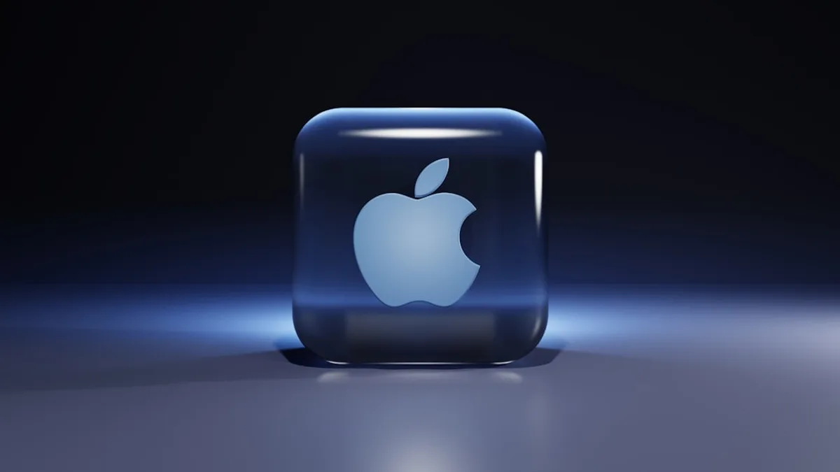 a blue glass with a white logo