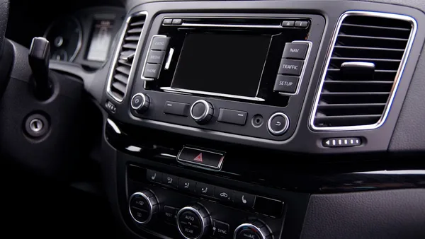 black and silver car stereo