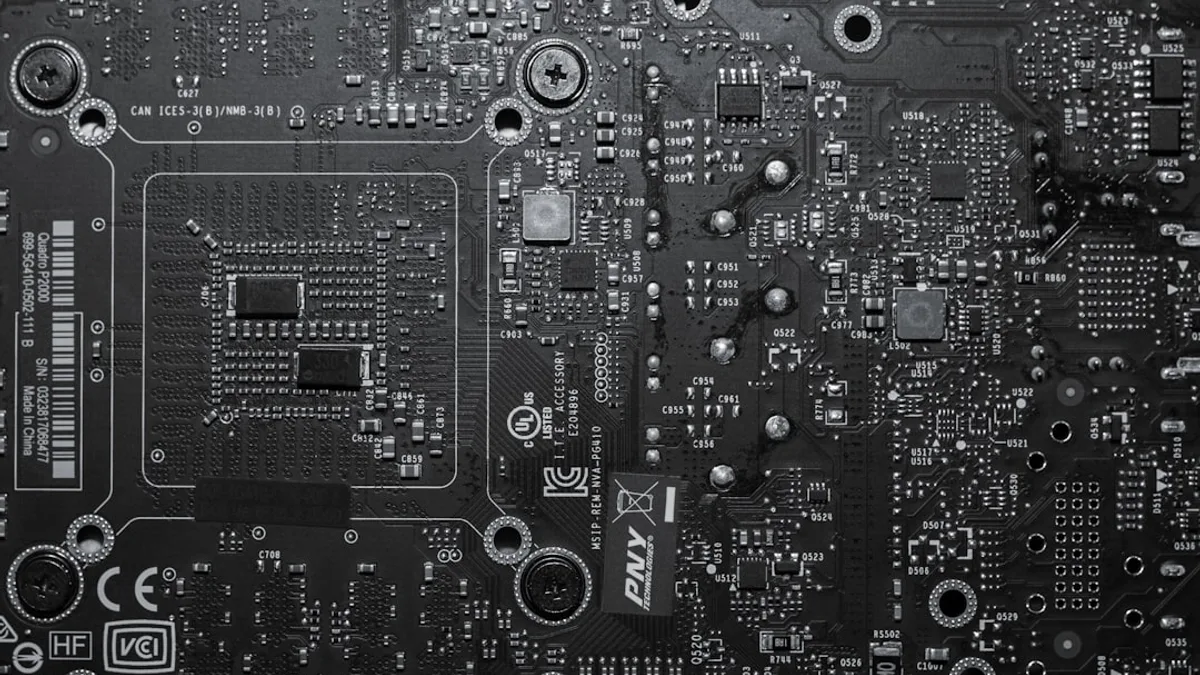 a black and white photo of a computer motherboard