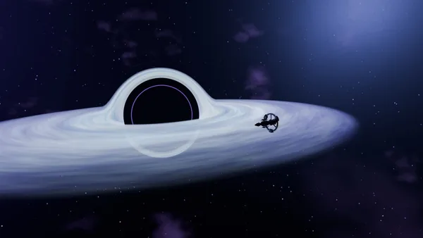 A black and white picture of an object in space
