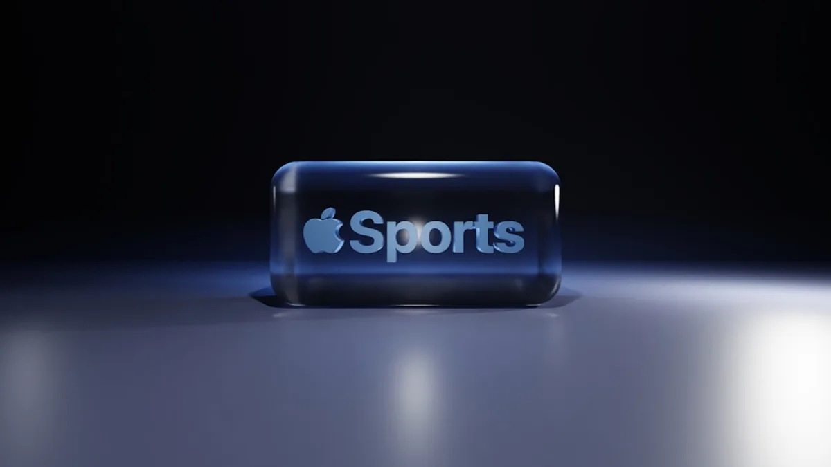 Apple sports logo on a reflective surface