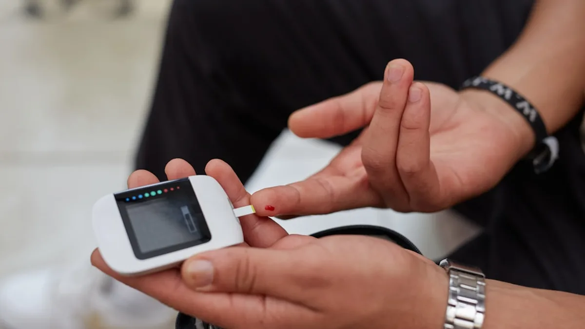 a person blood glucose testing using gluco-meter