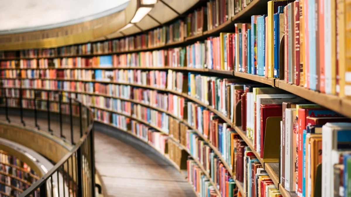 books on brown wooden shelf