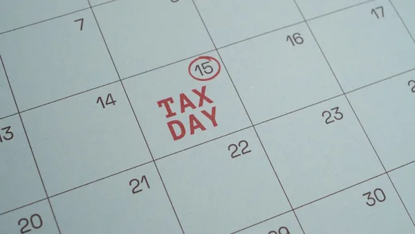 Tax day marked on a calendar