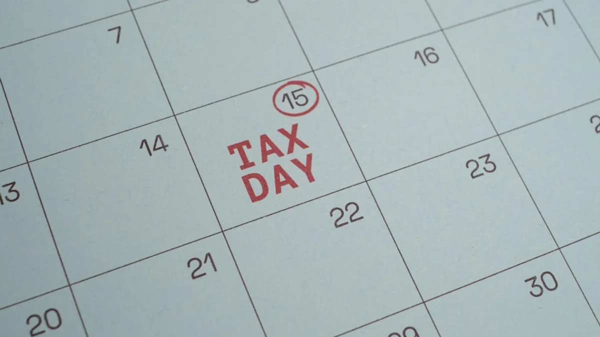 Tax day marked on a calendar