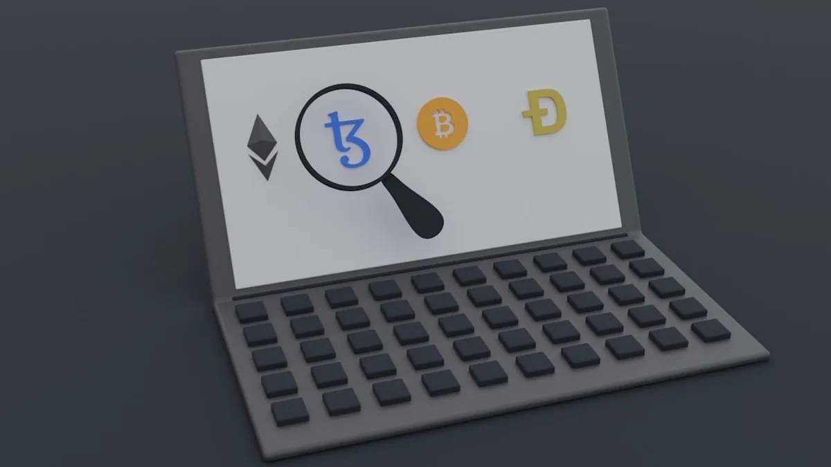 a computer keyboard with a magnifying glass on top of it