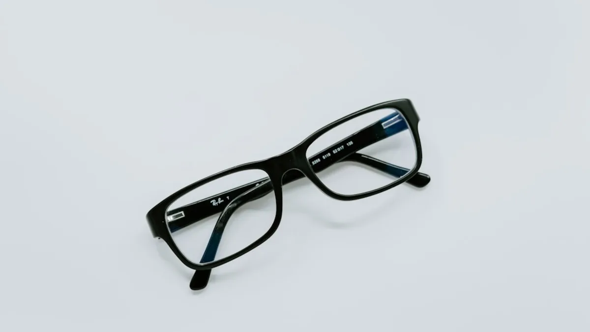 black-framed eyeglasses