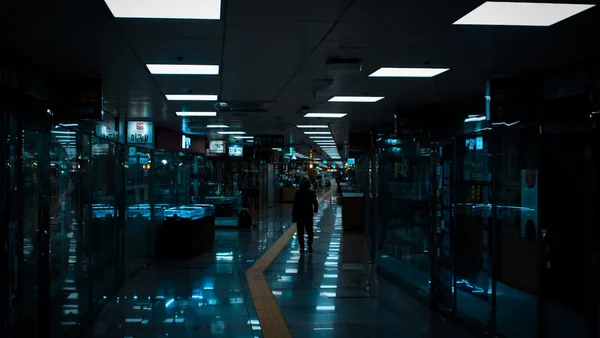 a person walking in a large room