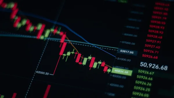 a close up of a stock chart on a computer screen