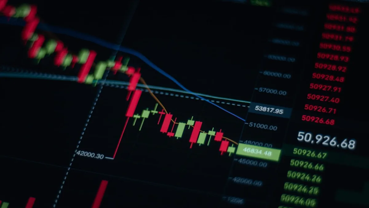 a close up of a stock chart on a computer screen