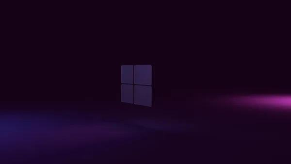 a dark room with a purple light coming out of the window