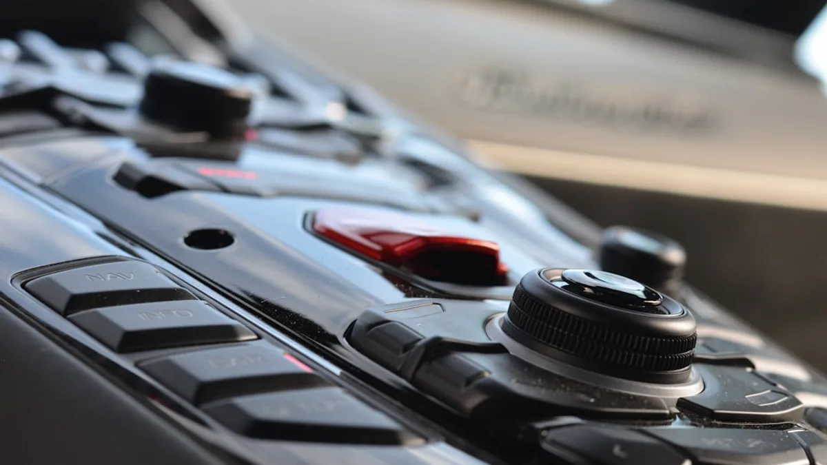 a close up view of a car engine