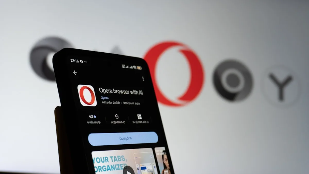 Opera browser app on a smartphone screen