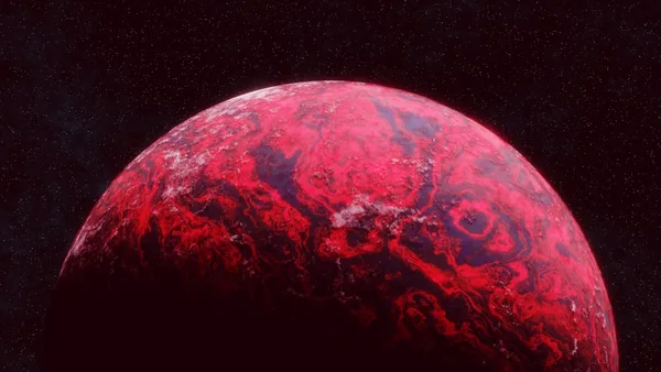 A close up of a red object on a black background