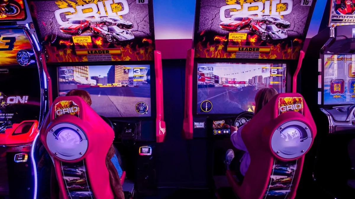 red and black arcade game machine