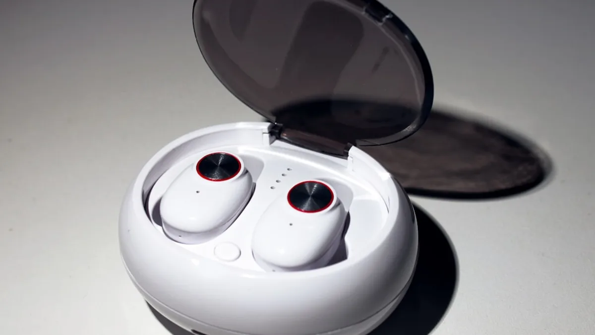 white Bluetooth headset