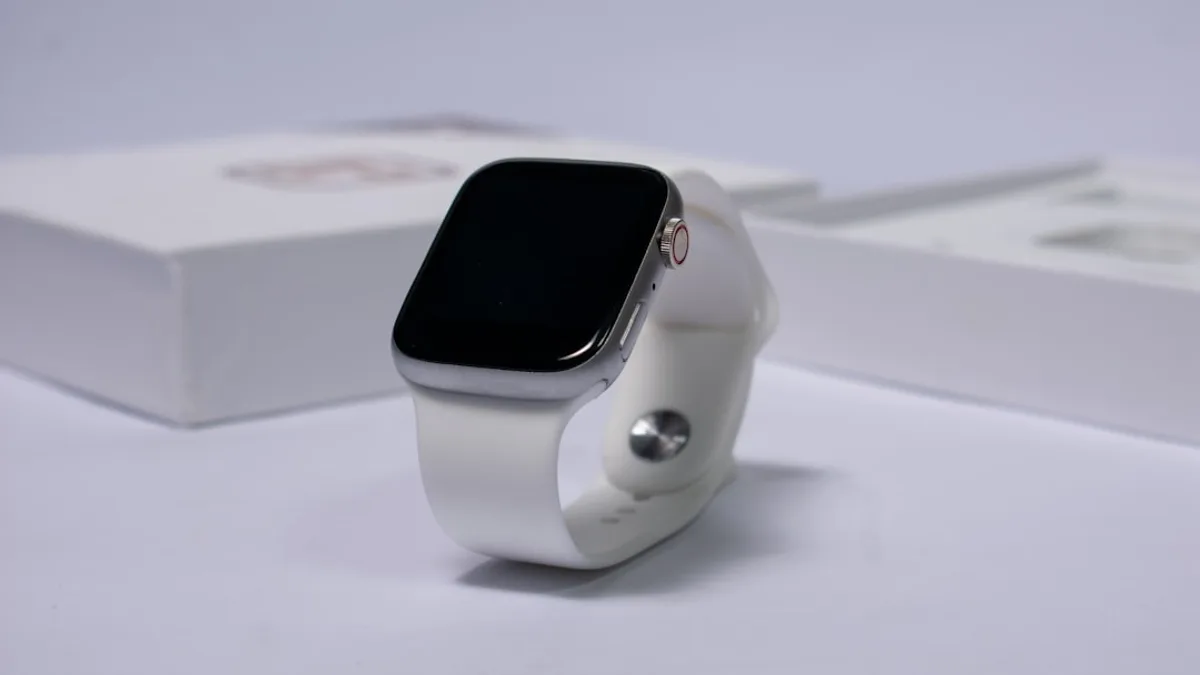 white and black apple watch