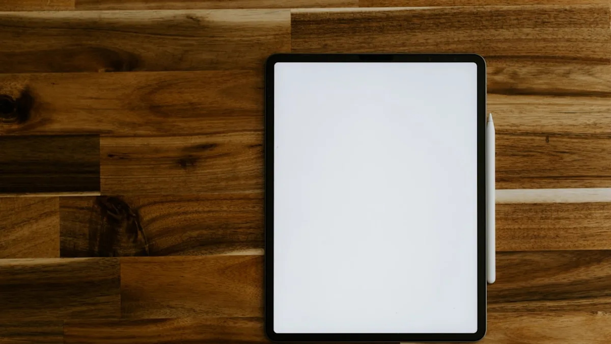 white rectangular frame on brown wooden table