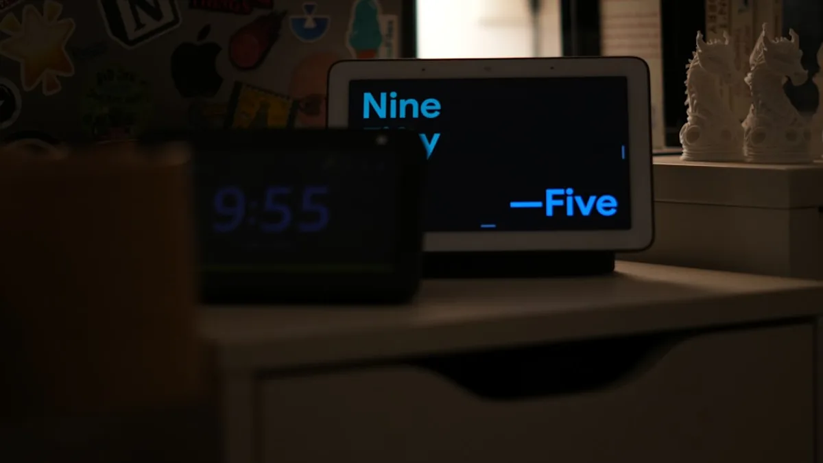 Two digital clocks display different times