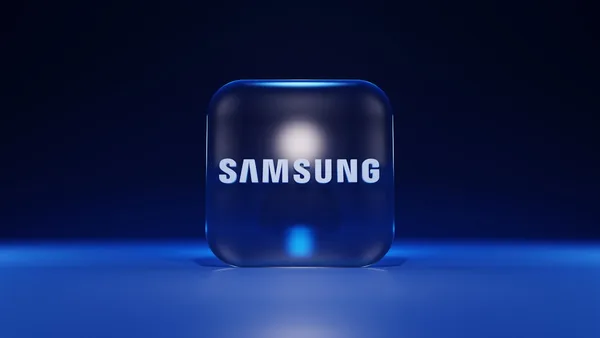 a blue cube with a white logo