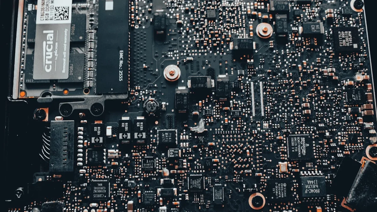 black and gray computer motherboard