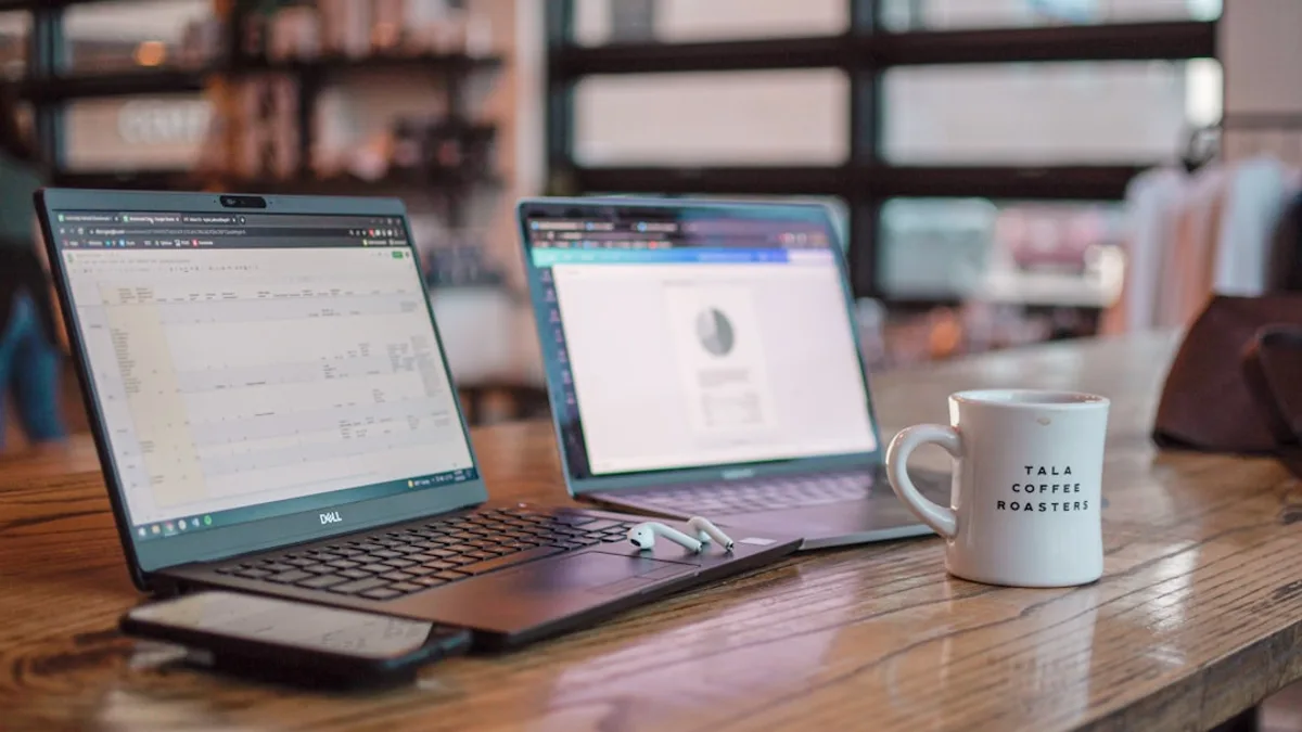 laptops on a table