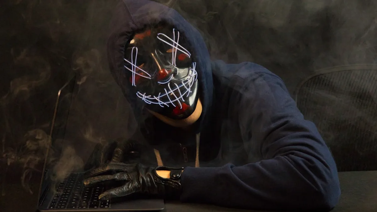 a man wearing a mask