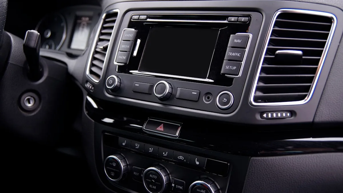 black and silver car stereo