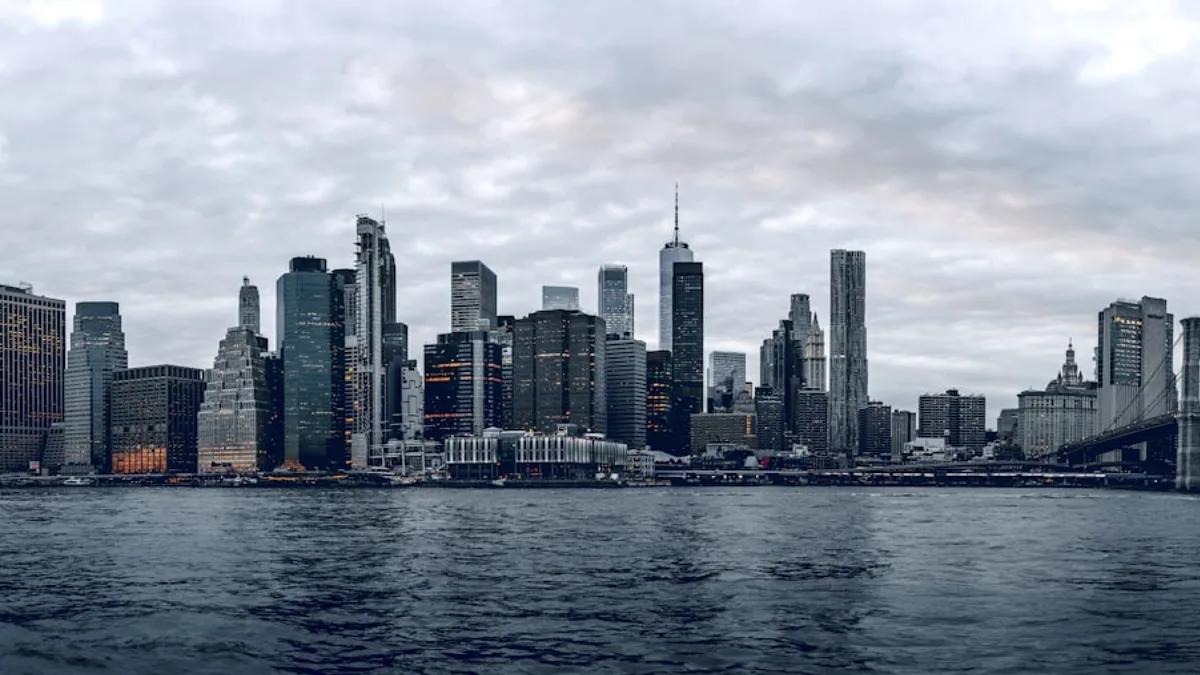 a view of a city from the water